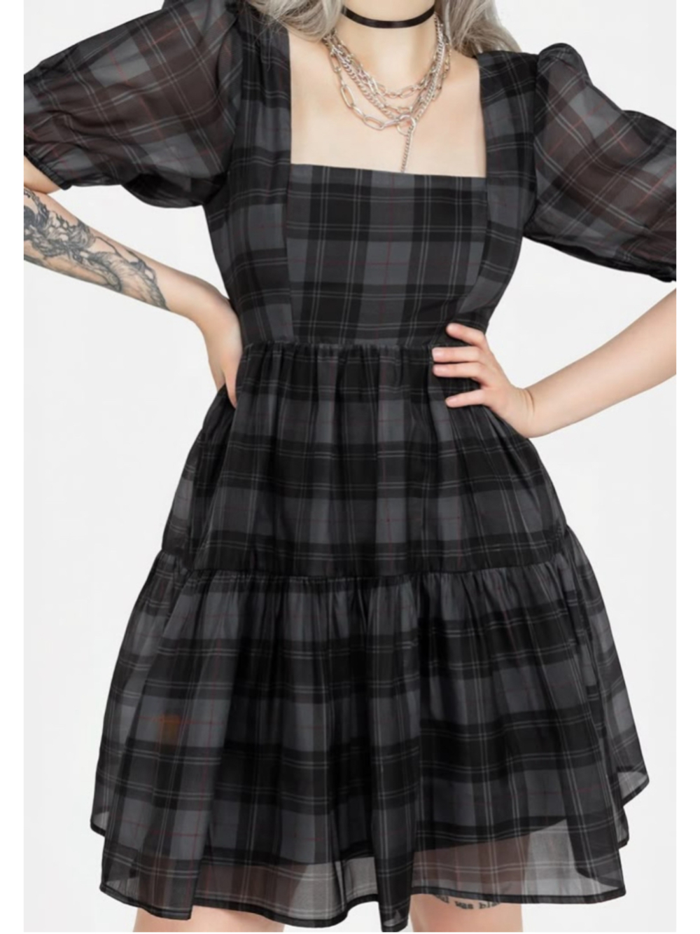 Disturbia Checkmate Layered Organza Mini Dress sz 12